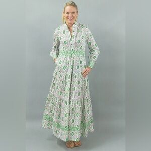 NWOT CK Bradley Annabelle Long Sleeve Maxi Dress in Pink/Green Print